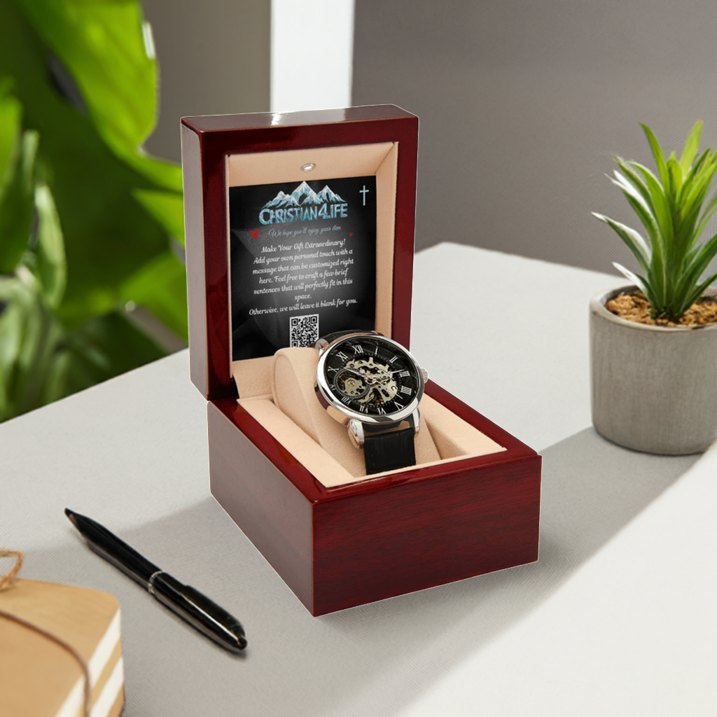Men’s Openwork Watch with Personalized insert card. - Jewelry