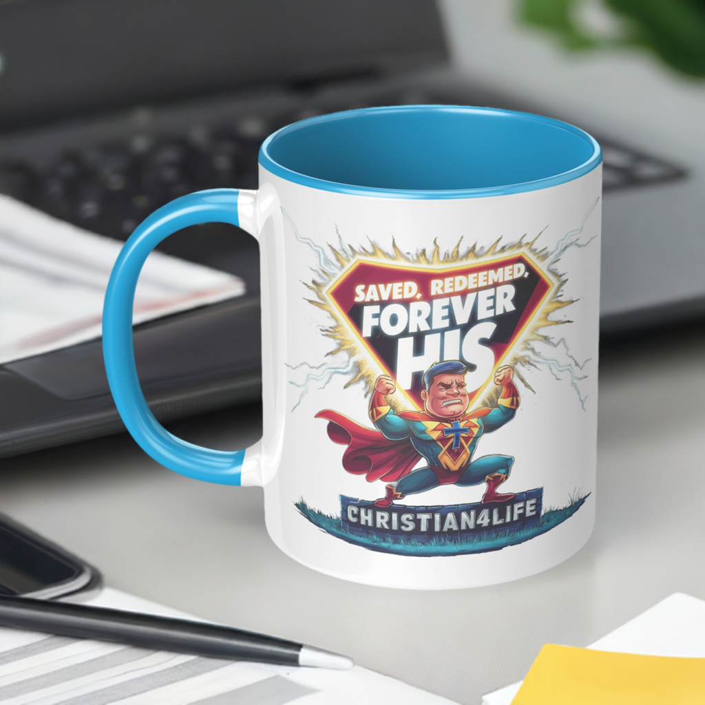 Christian ’Saved Redeemed forever His’ 11oz Mug in a variety of colors Christian Hero Mug - Blue - Mug