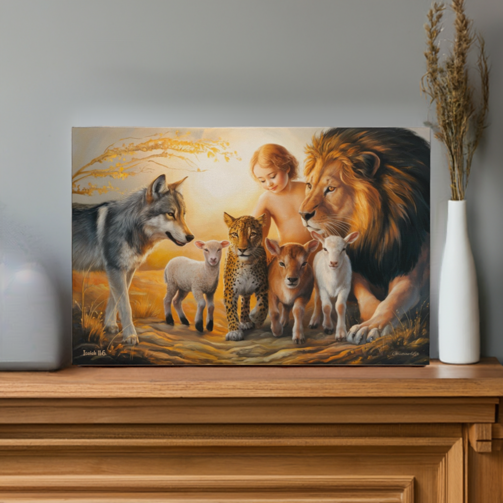 Kingdom To Come Isaiah 11:6 Gallery Wrapped Christian Wall Art Canvas - Canvas