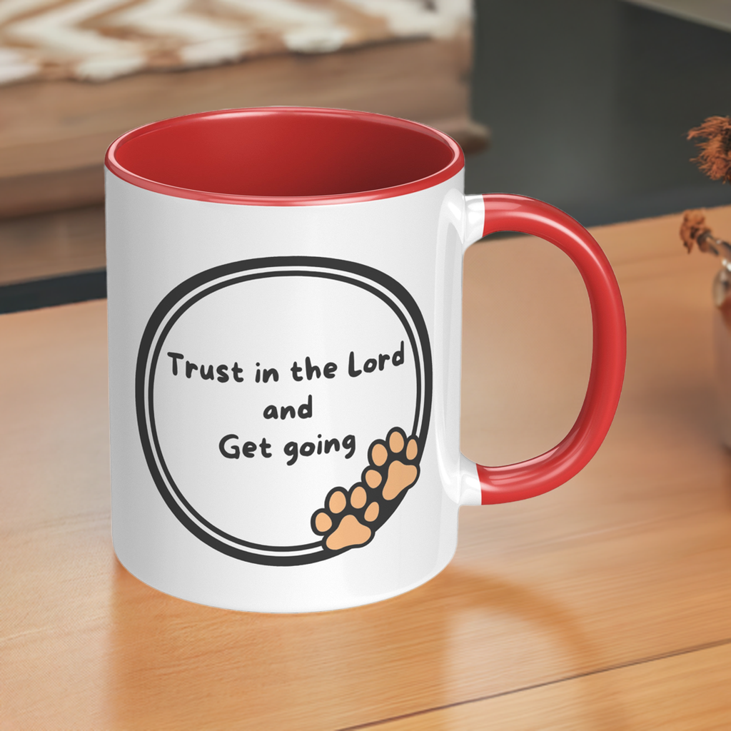 11oz ’God never sleeps but I always want to’ White Mug inside color schemes - Mug