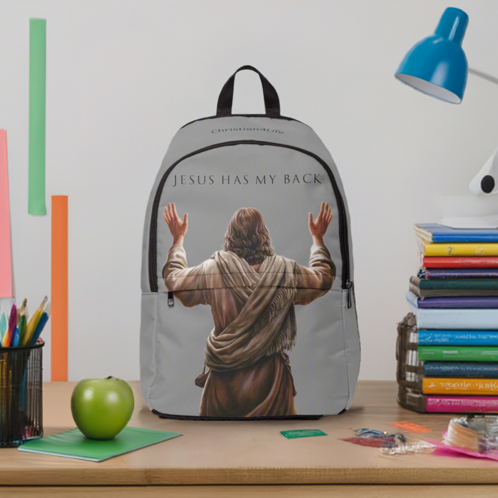 ’Jesus Has My Back’ Graphic design Christian Backpack (grey) - One size - Bags