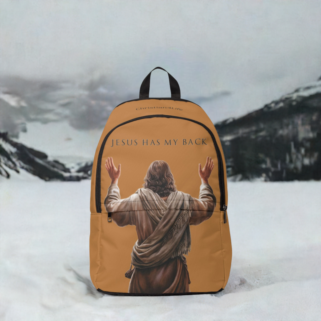 ’Jesus Has My Back’ Graphic design Christian Backpack (light brown) - One size - Bags
