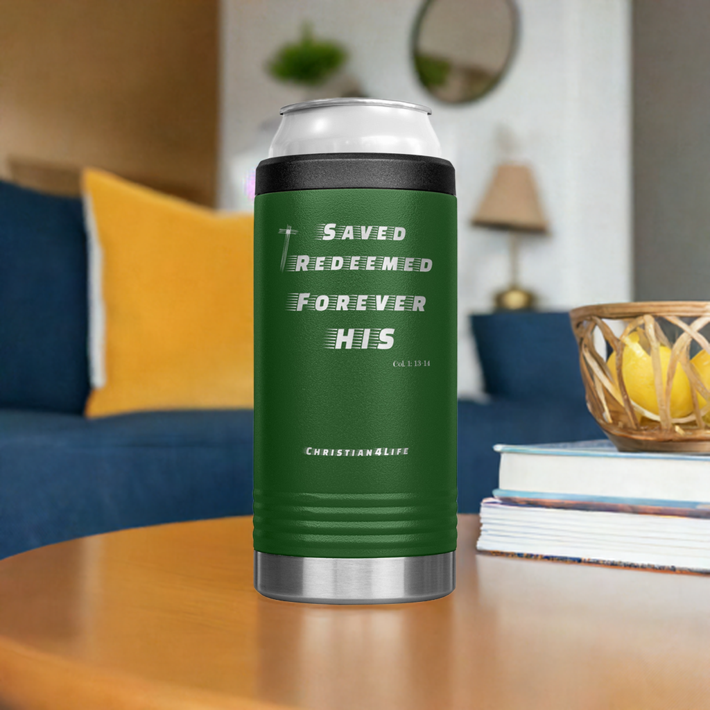 12oz Christian Cozie Insulated Tumbler -Saved Redeemed Forever His - Tumblers