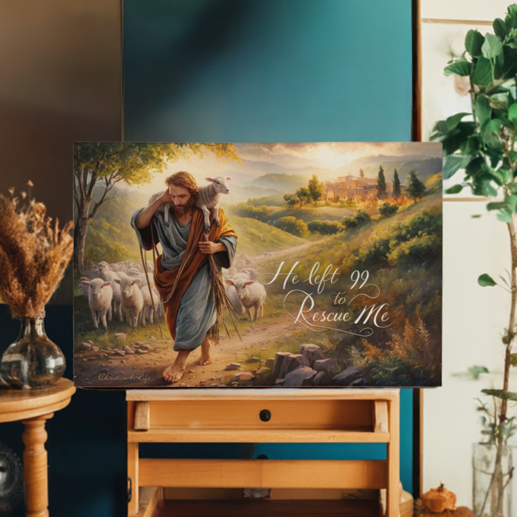 ’He Left 99 To Rescue Me’ Gallery Wrapped Christian Wall Art Canvas - Canvas