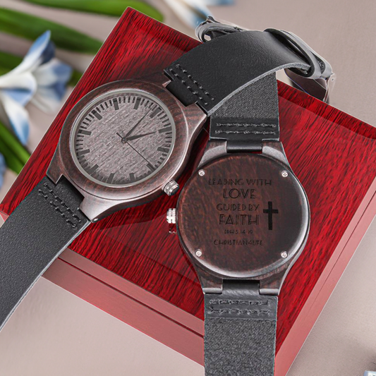 Leading with Love Engraved Wooden Watch - Watches