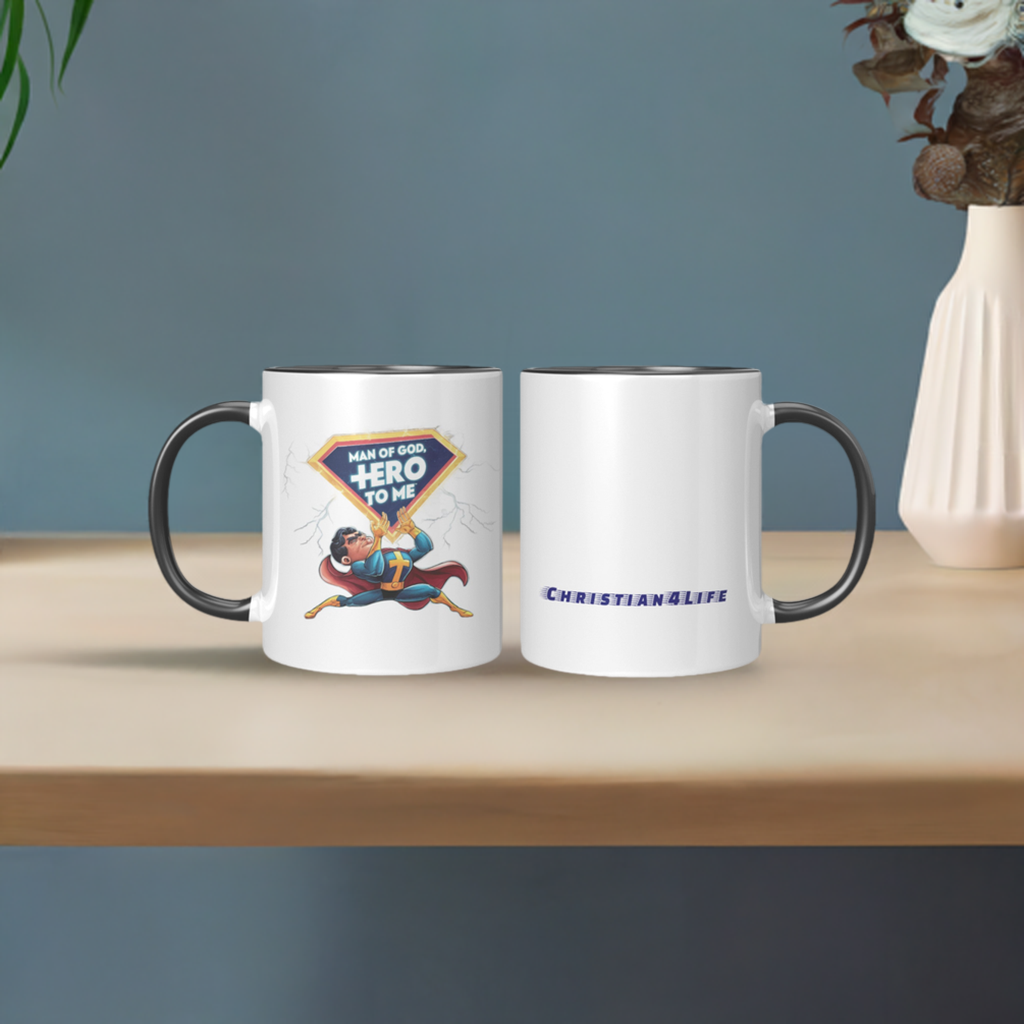 Christian Mug ’Man of God Hero to me’ A Gift for the God-Fearing Hero in Your Life - Mug