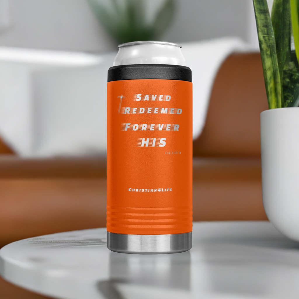 12oz Christian Cozie Insulated Tumbler -Saved Redeemed Forever His - Tumblers