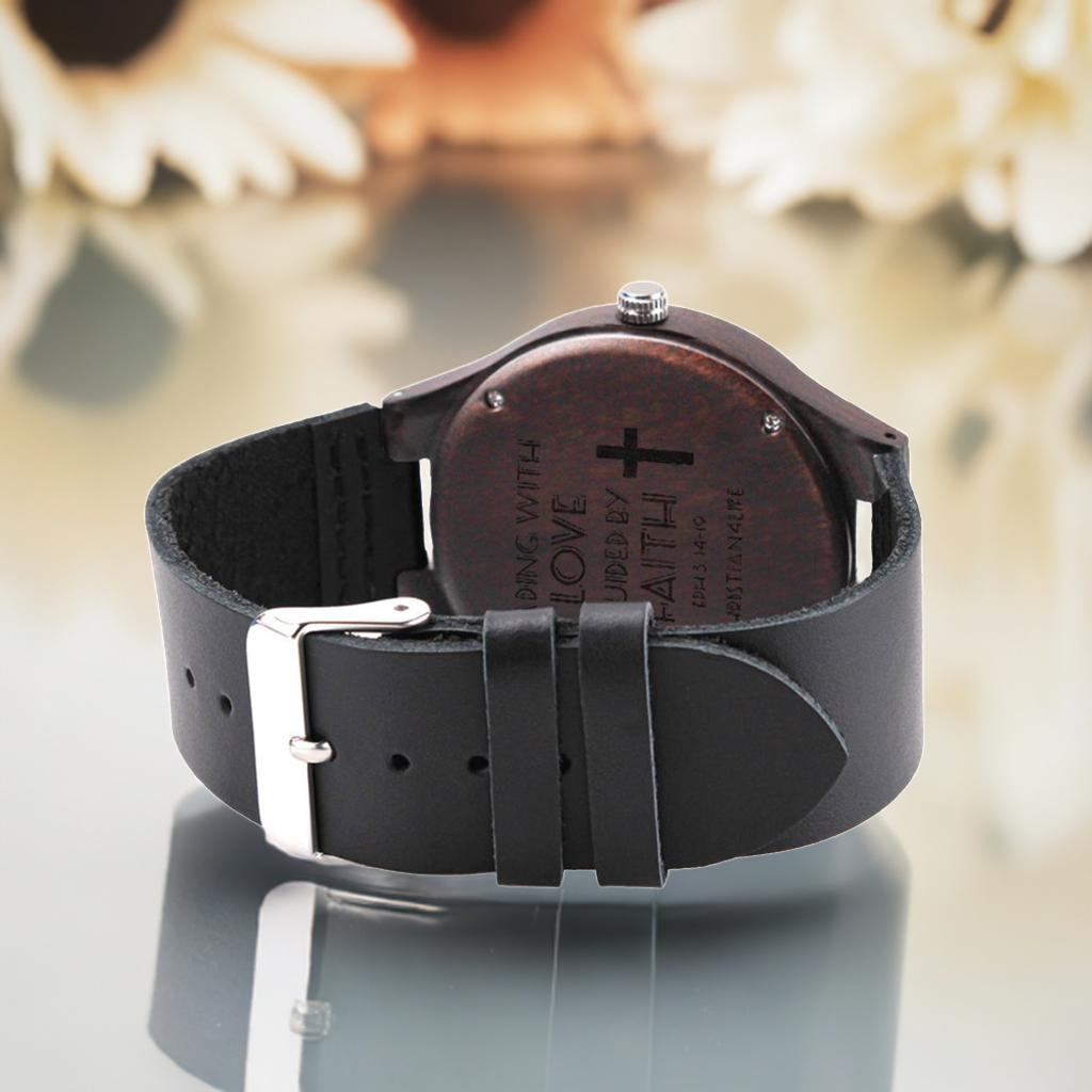 Leading with Love Engraved Wooden Watch - Watches