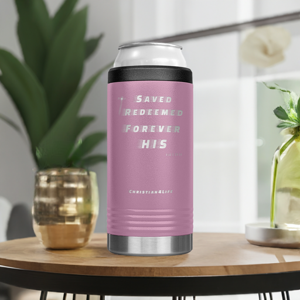 12oz Christian Cozie Insulated Tumbler -Saved Redeemed Forever His - Tumblers