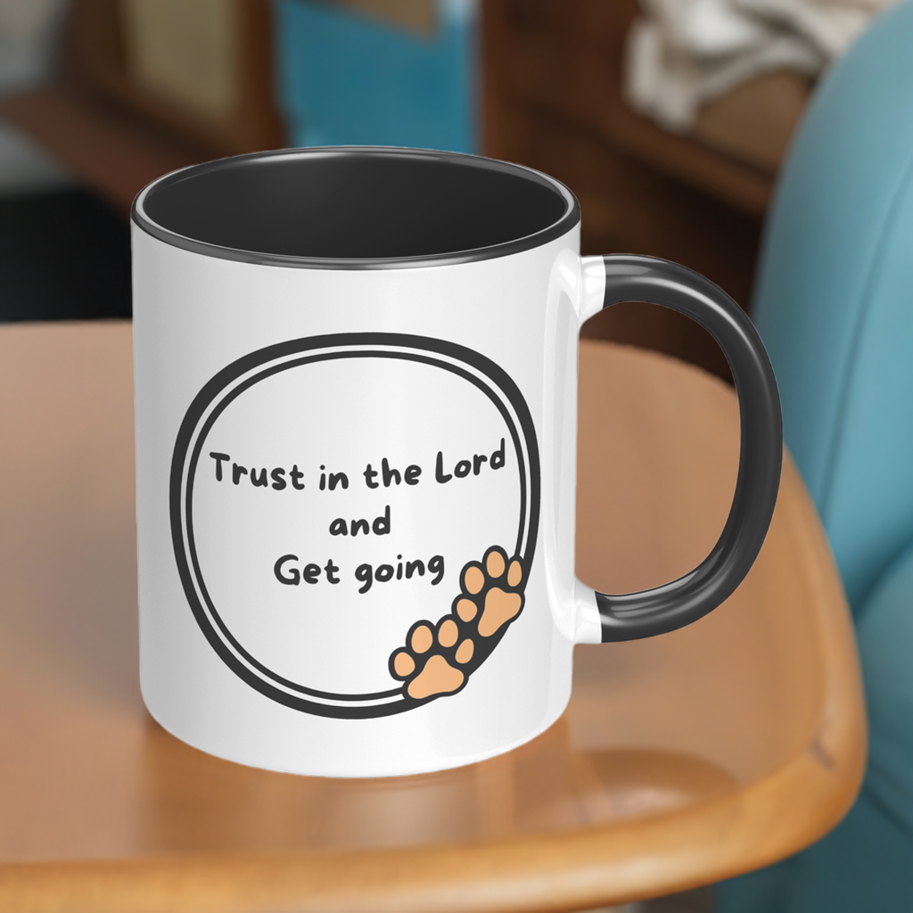 11oz ’God never sleeps but I always want to’ White Mug inside color schemes - Mug