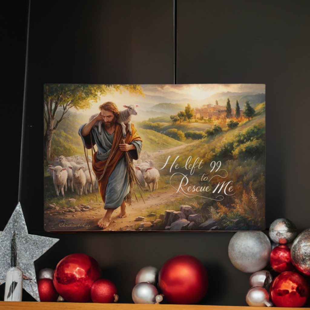 ’He Left 99 To Rescue Me’ Gallery Wrapped Christian Wall Art Canvas - Canvas