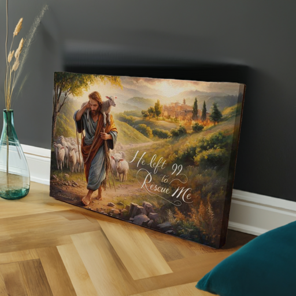 ’He Left 99 To Rescue Me’ Gallery Wrapped Christian Wall Art Canvas - Canvas