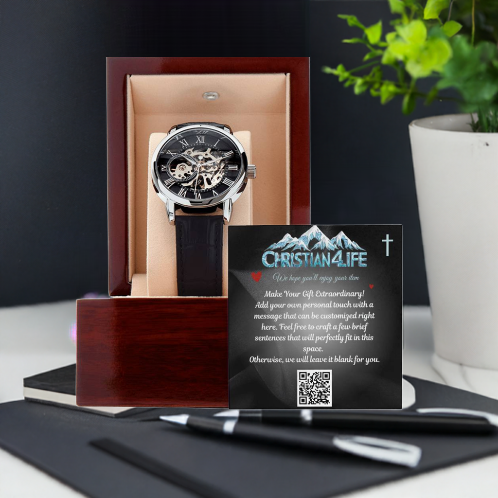 Men’s Openwork Watch with Personalized insert card. - Jewelry