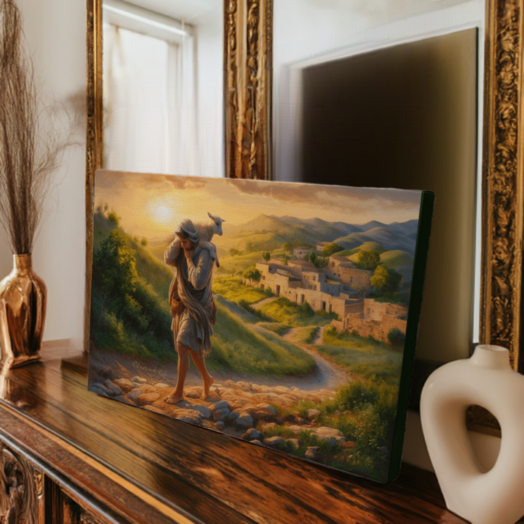The Good Shepherd Saves Sheep - Gallery Wrapped Christian Wall Art Canvas - Canvas