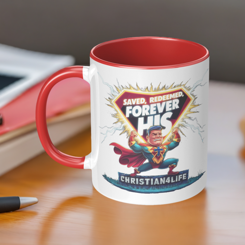 Christian ’Saved Redeemed forever His’ 11oz Mug in a variety of colors Christian Hero Mug - Red - Mug