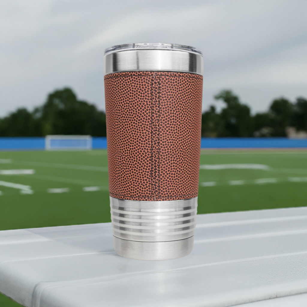 20oz Christian Football Tumbler - Saved Redeemed - Orange / Stainless steel - Tumblers