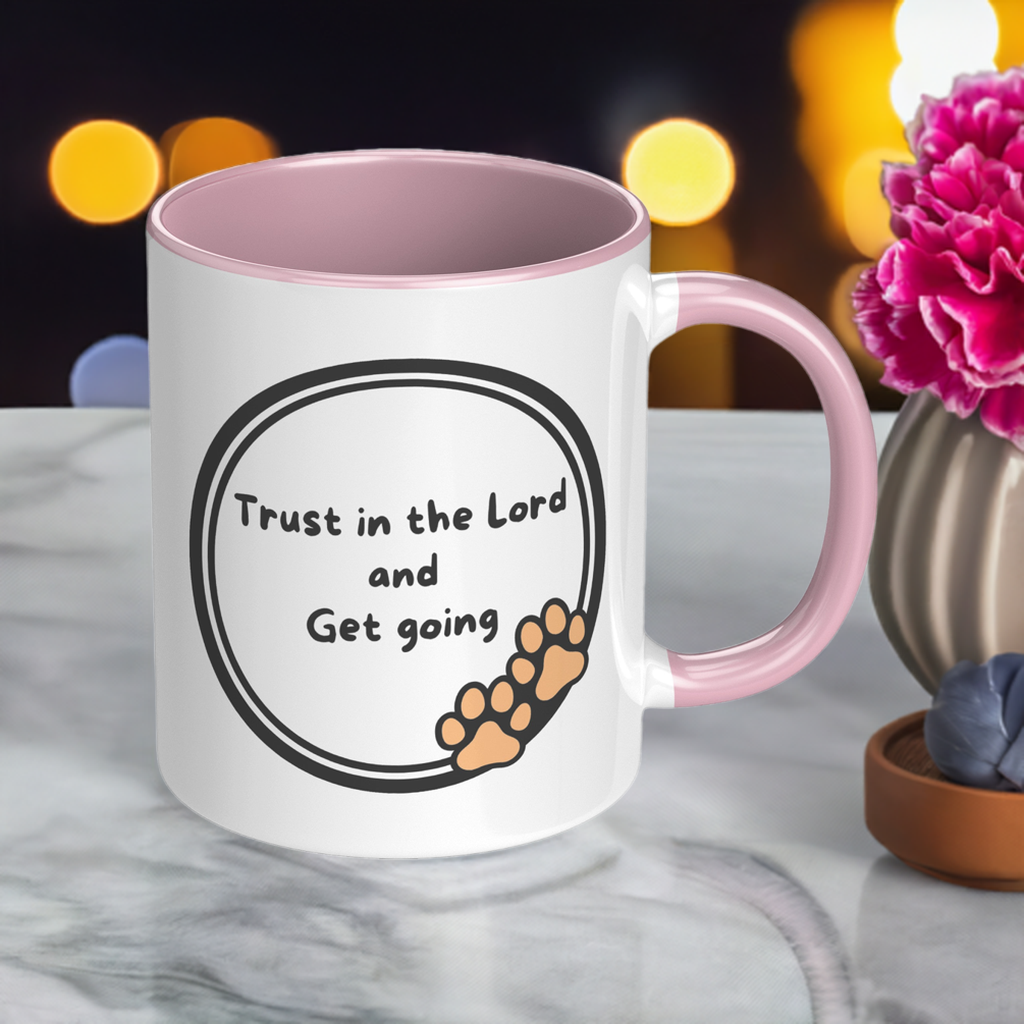 11oz ’God never sleeps but I always want to’ White Mug inside color schemes - Mug