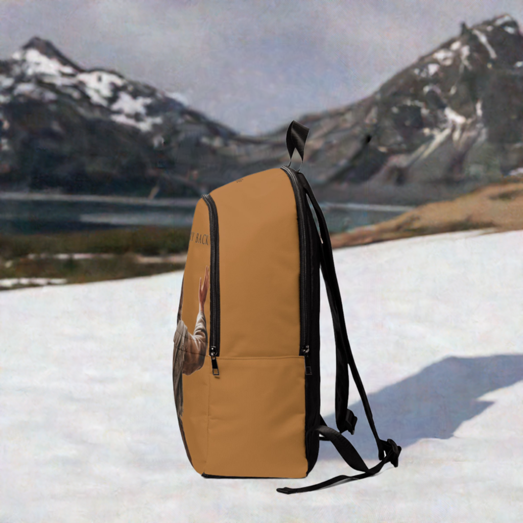 ’Jesus Has My Back’ Graphic design Christian Backpack (light brown) - One size - Bags