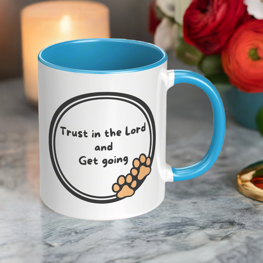 11oz ’God never sleeps but I always want to’ White Mug inside color schemes - Mug