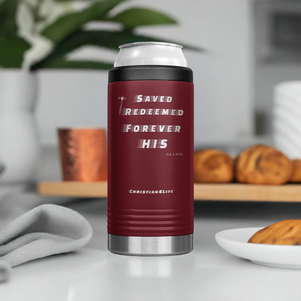 12oz Christian Cozie Insulated Tumbler -Saved Redeemed Forever His - Tumblers