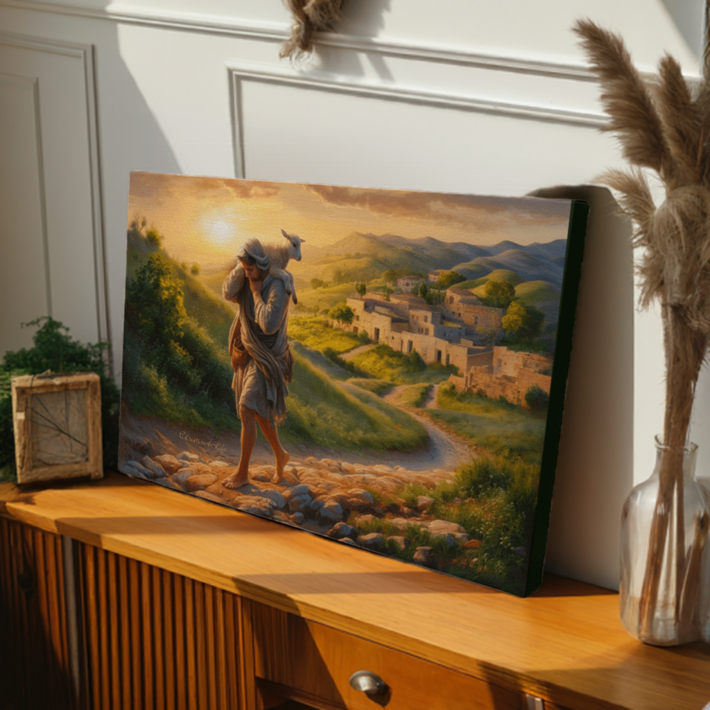 The Good Shepherd Saves Sheep - Gallery Wrapped Christian Wall Art Canvas - Canvas