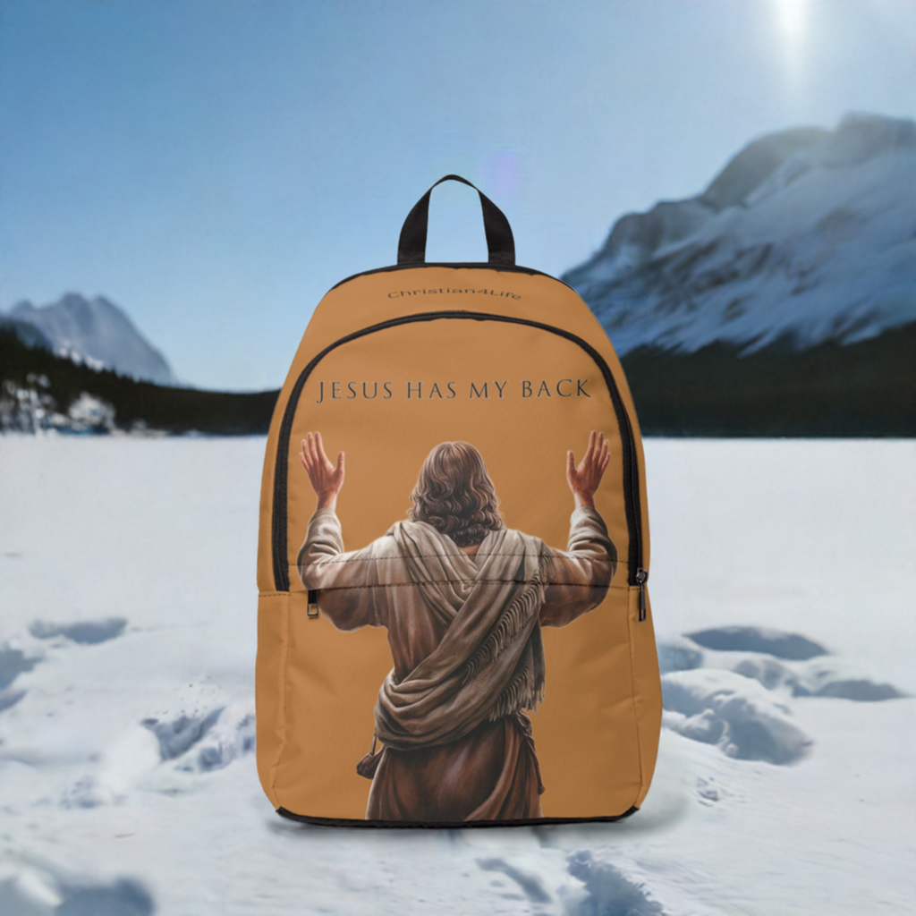 ’Jesus Has My Back’ Graphic design Christian Backpack (light brown) - One size - Bags