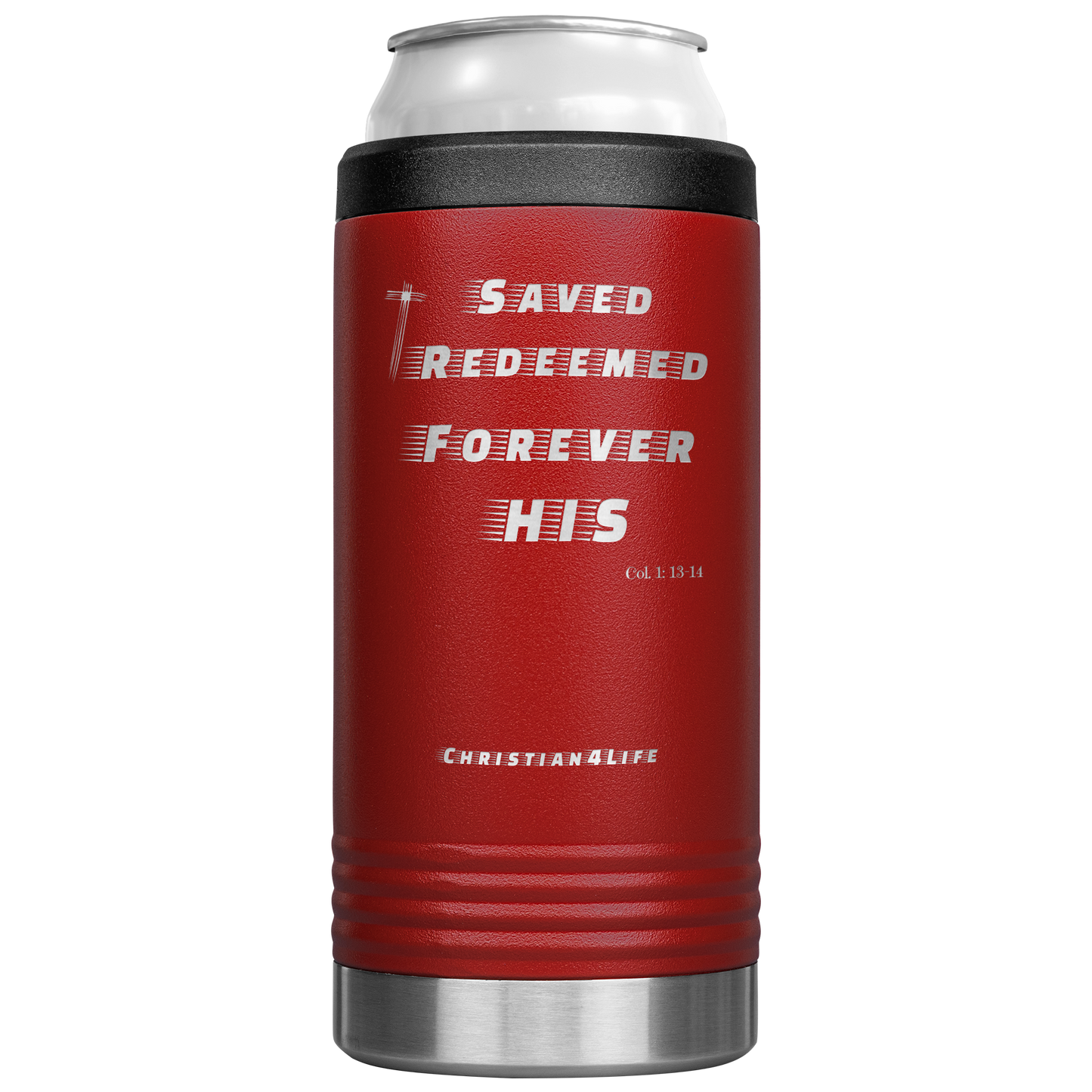12oz Christian Cozie Insulated Tumbler -Saved Redeemed Forever His - Red - Tumblers