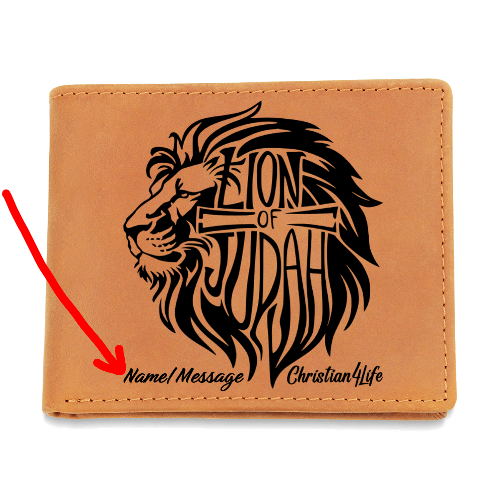 Lion of Judah - with optional Name / Message - Christian Leather Wallet