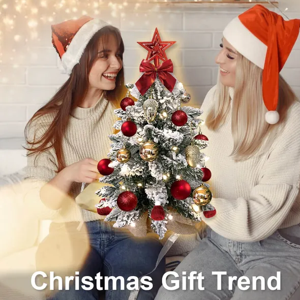 22in Tabletop Christmas Trees With Lights Christmas Ornaments Decorations & snow - Home Decor