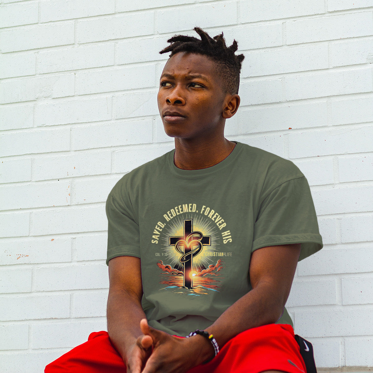 Unisex ’Saved Redeemed Forever His’ Christian Cotton Softstyle T-Shirt - T-Shirt