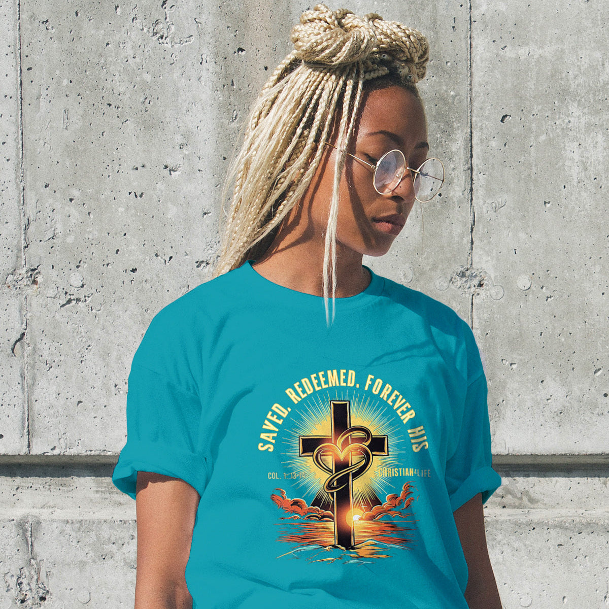 Unisex ’Saved Redeemed Forever His’ Christian Cotton Softstyle T-Shirt - T-Shirt