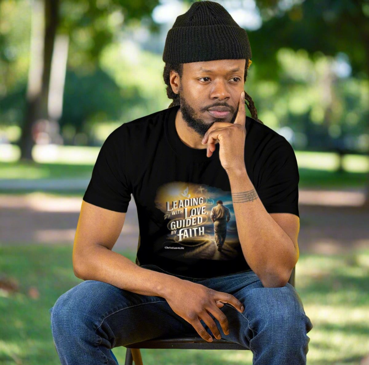 ’Leading with Love Guided by Prayer’ Inspirational Christian Cotton Softstyle T-Shirt - T-Shirt