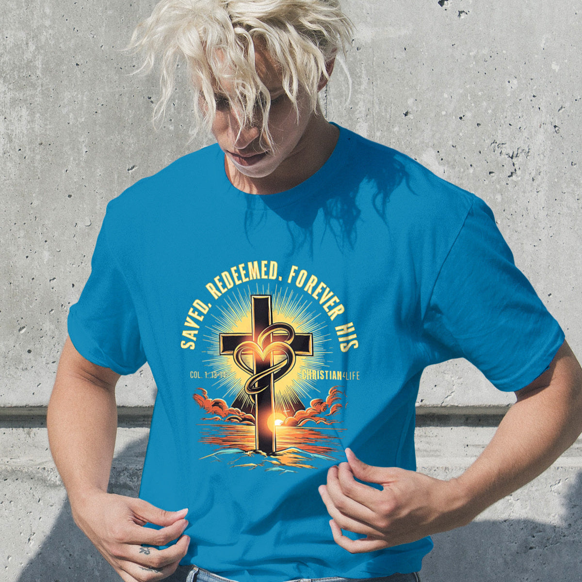 Unisex ’Saved Redeemed Forever His’ Christian Cotton Softstyle T-Shirt - T-Shirt