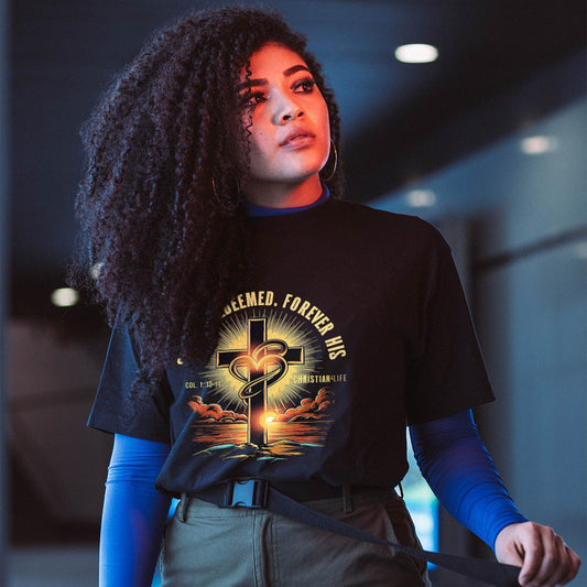 Unisex ’Saved Redeemed Forever His’ Christian Cotton Softstyle T-Shirt - T-Shirt