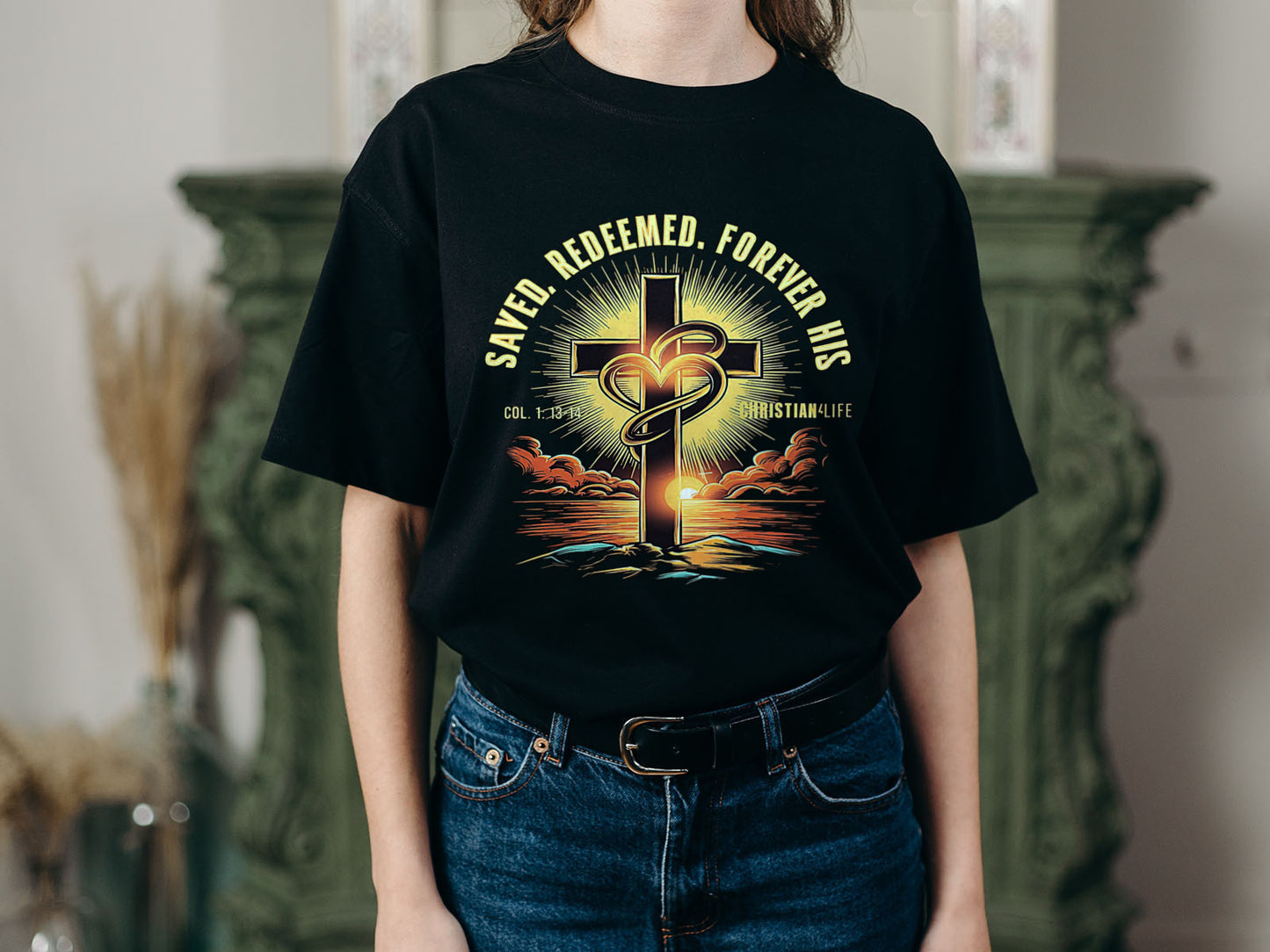 Unisex ’Saved Redeemed Forever His’ Christian Cotton Softstyle T-Shirt - T-Shirt