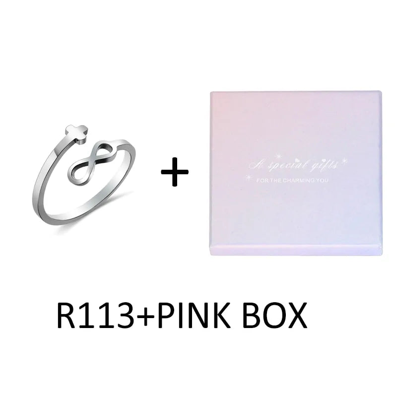 Adjustable Christian Faith Rings (Multiple styles) - Infinity Cross R113 + Pink Box / 9-Adjustable - Jewelry