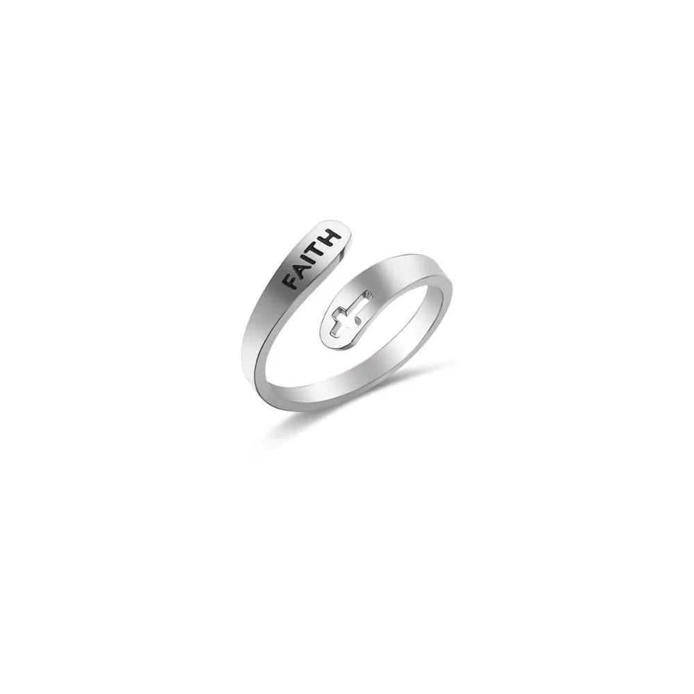 Adjustable Christian Faith Rings (Multiple styles) - Faith & Cross R100 / 9-Adjustable - Jewelry