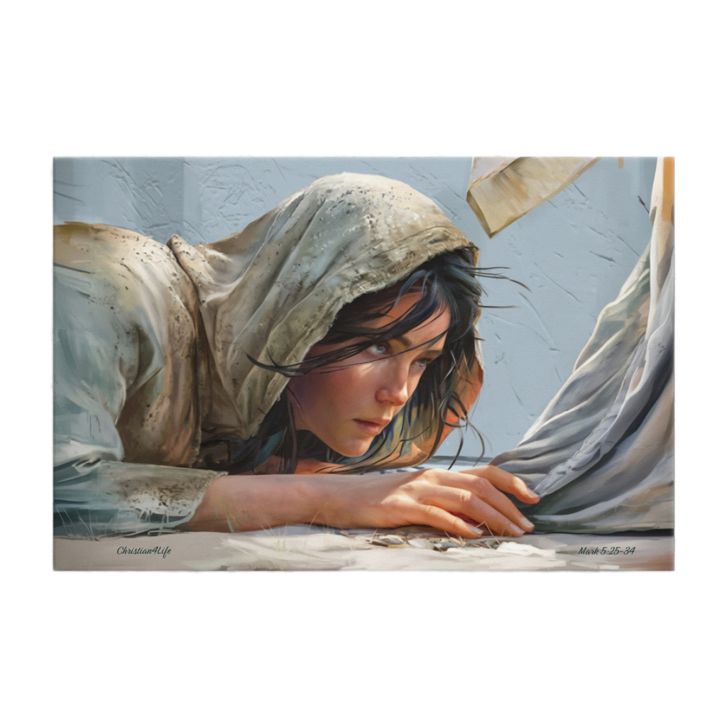 Woman Reaching to Touch the Hem of Jesus' Garment - Extra Large Christian Gallery Wrapped Canvas Art Print