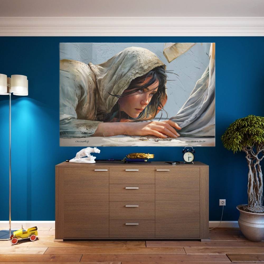 Woman Reaching to Touch the Hem of Jesus' Garment - Extra Large Christian Gallery Wrapped Canvas Art Print