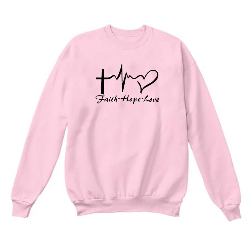 Faith Hope & Love Letter Christian Sweatshirt - Pink / S - Sweatshirts