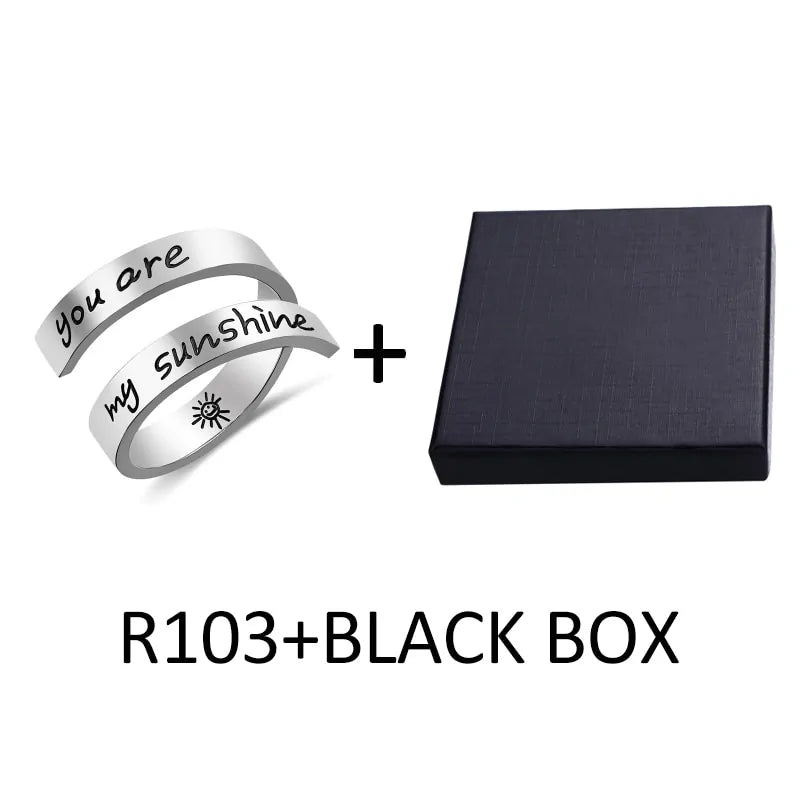 Adjustable Christian Faith Rings (Multiple styles) - You are My Sunshine R103 + Black Box / 9-Adjustable - Jewelry