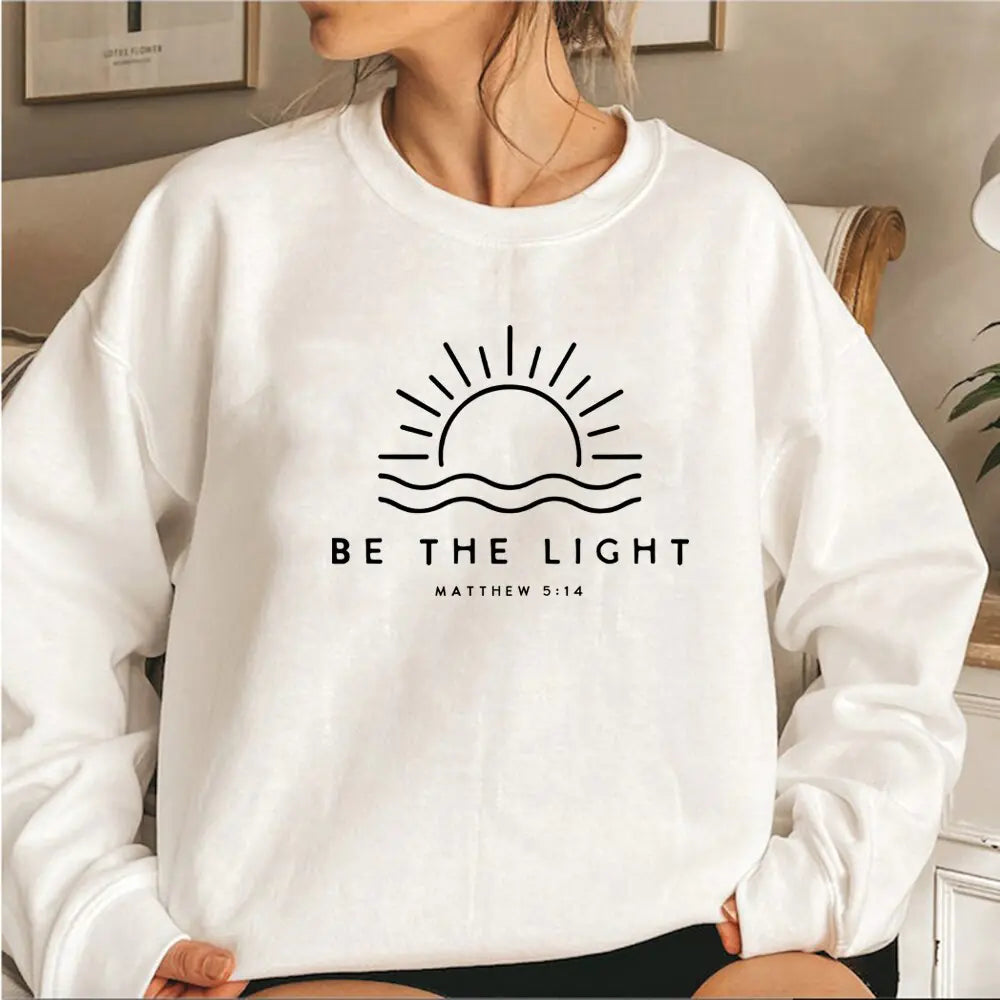 ’Be The Light’ Christian Sweatshirt - White / S - Sweatshirts