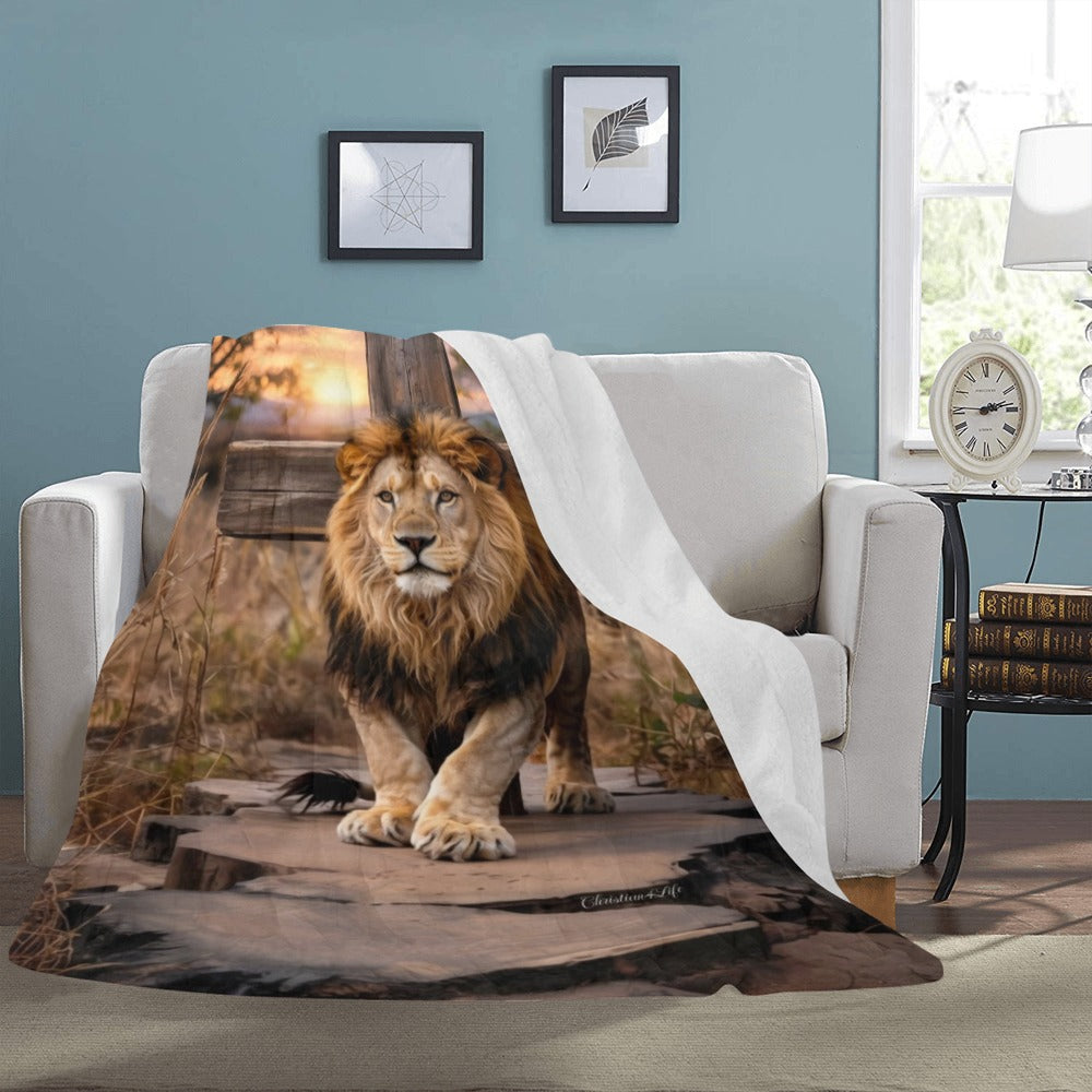 Lion of Judah Rock and Cross - Ultra-Soft Micro Fleece Blanket (multiple sizes)