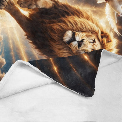 Lion of Judah, Holy Spirit, Clouds and Golden Rays -Ultra-Soft Micro Fleece Blanket (4 sizes)