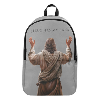 "Jesus Has My Back" Graphic design Christian Backpack (Choose Grey Shade)