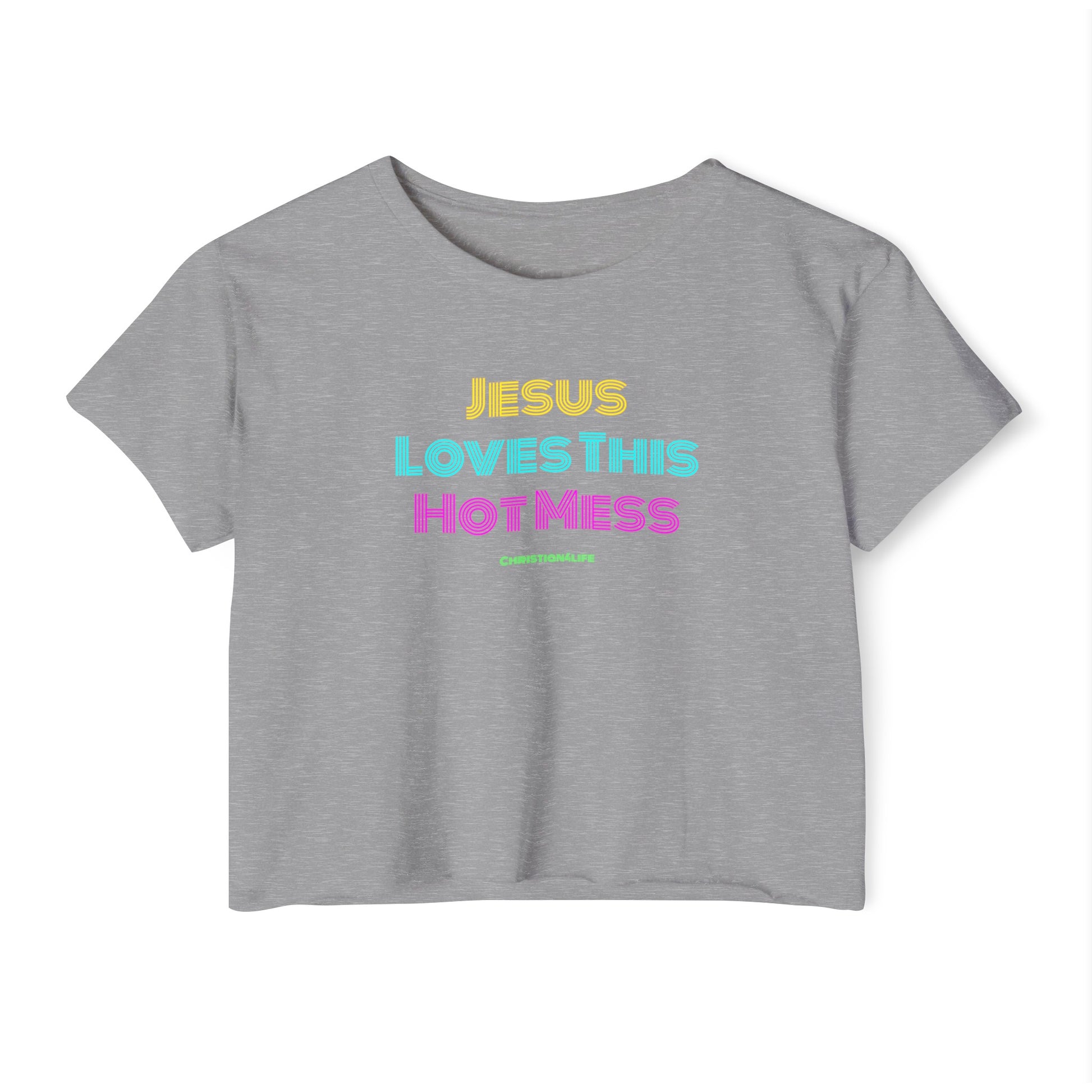 Jesus Loves this Hot Mess -Women's Festival Crop Top T-Shirt Christian4Life