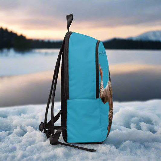 ’Jesus Has My Back’ design Christian Backpack (turquoise) - One size - Bags