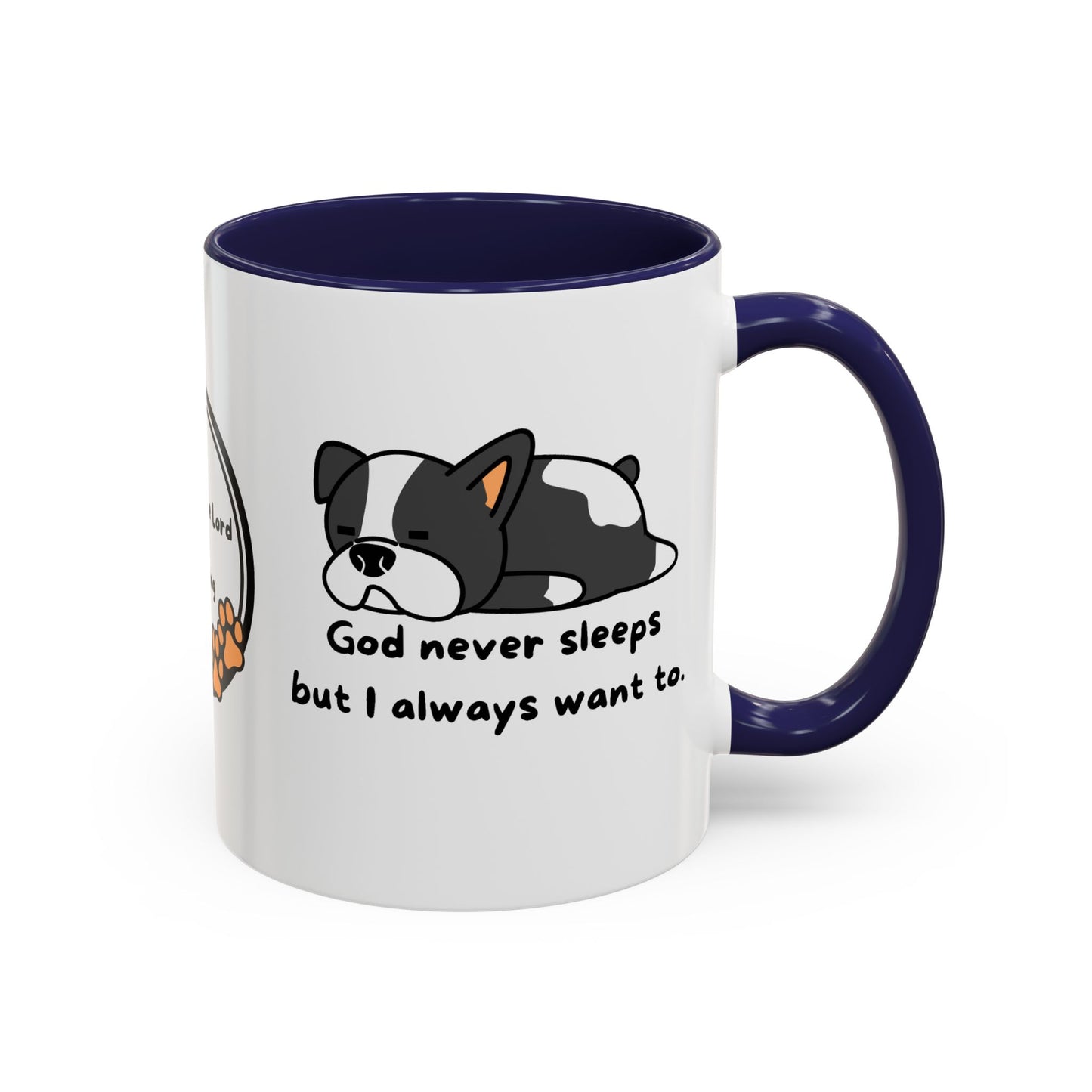 Christian "God never sleeps" 11 oz and 15oz Accent Mug, multiple colors, Christian Mug
