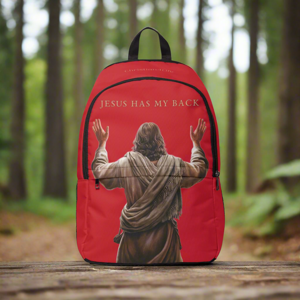 "Jesus Has My Back" Graphic design Christian Backpack (dark red) Bags Christian4Life