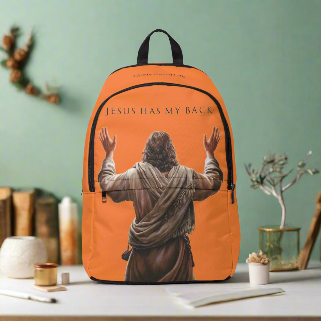 "Jesus Has My Back" Graphic design Christian Backpack (crusta, warm orange) Bags Christian4Life